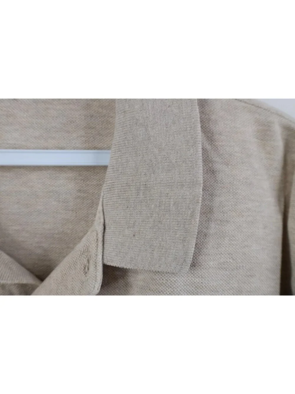 Vtg 90s Ralph Lauren Mens Large Pique Cotton Knit Golf Polo Shirt Oatmeal Brown